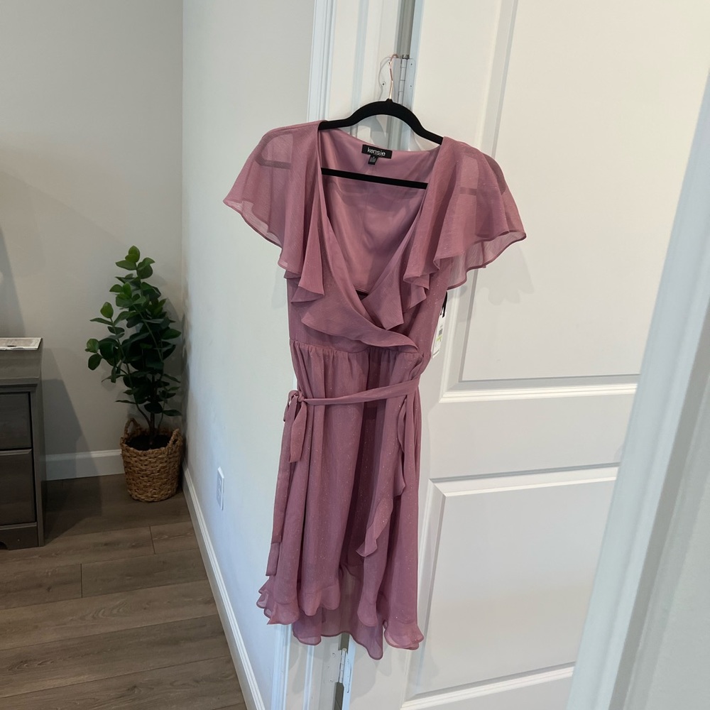 NWT Kenzie Pink Wrap Dress with Peak-a-Boo Back